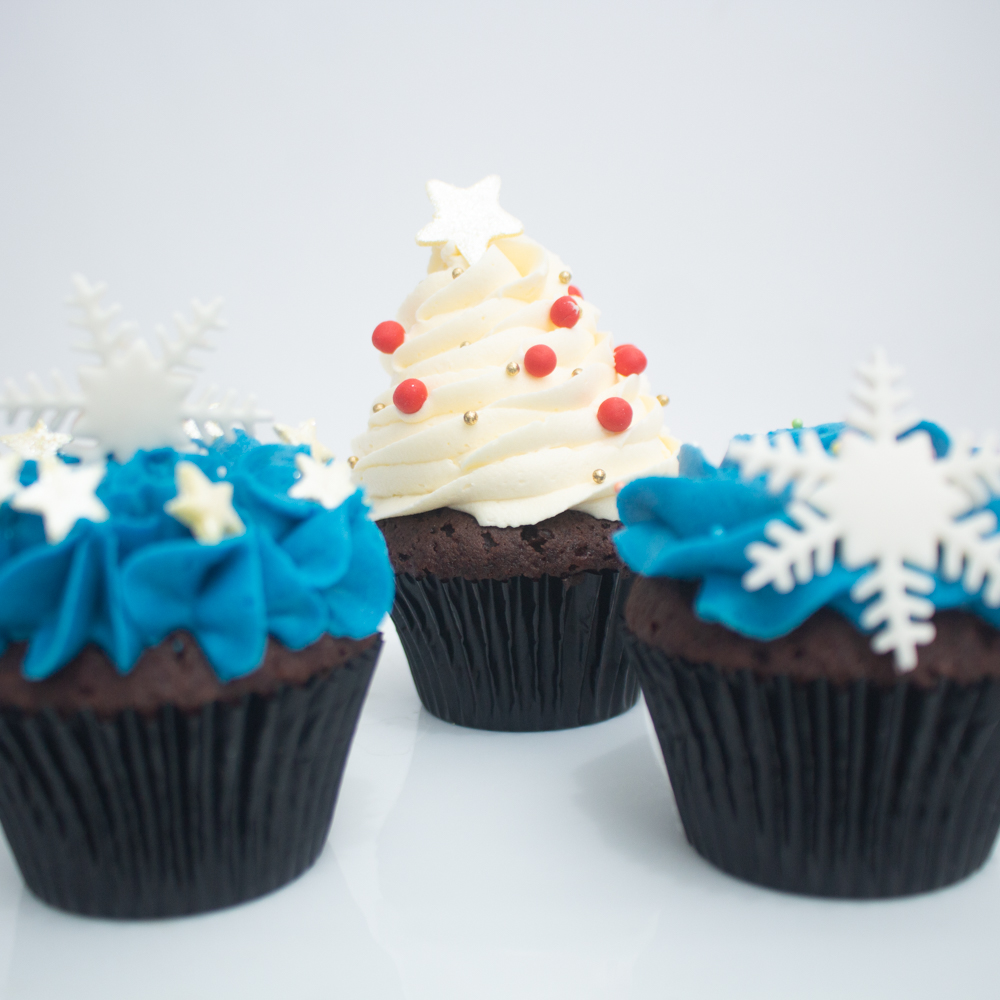Snowy Xmas Cup Cake 3pcs